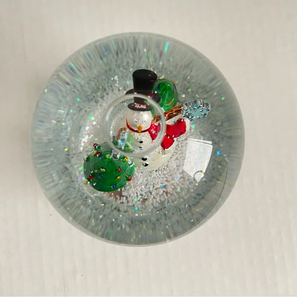 TOWLE SILVERSMITHS Snowman Christmas Tree Snow Globe MUSIC BOX Holiday Decor